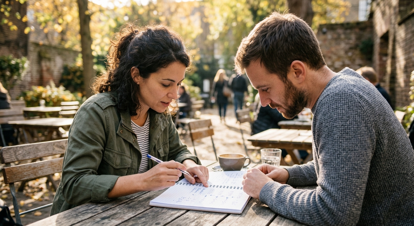 Two people calculating Life Path Numbers from birthdates using Pythagorean numerology
