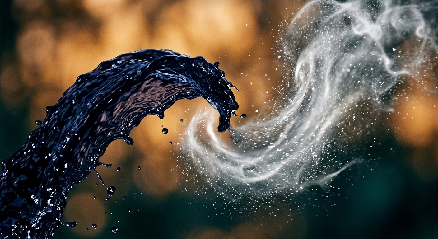 Scorpio water energy and Gemini air currents swirling in dynamic motion, fixed and mutable signs