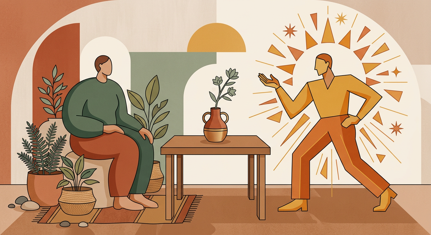 Flat illustration of Taurus earth sign and Leo fire sign figures facing each other with Venus and Sun symbols